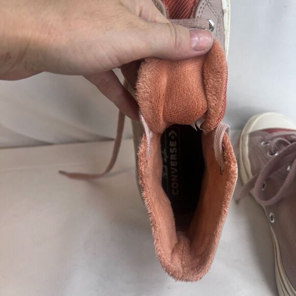 Converse Chuck Taylor Pink Leather Faux Fur Lined High Top Counter Climate 6.5 - Picture 7 of 10